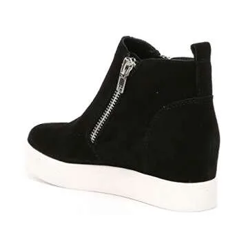 Steve Madden Women's Wedgie Sneaker, Black Suede, 8 M US