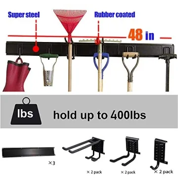 Ultrawall Garden Tool Organizer, 48 Inch Garage Tool Organizer Wall Mount, Heavy Duty Steel Wall Holders for Tools, 400lb Weight Capacity
