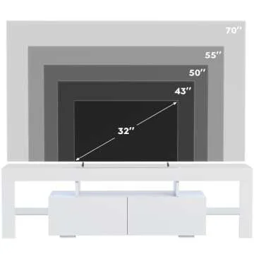 JUMMICO TV Stand, Modern Lighting TV Cabinet Entertainment Center Media and Open Shelf, TV Console Table with 1 Drawer and Remote Control, 20 Color LED Lights up to 70 Inch TV (White)
