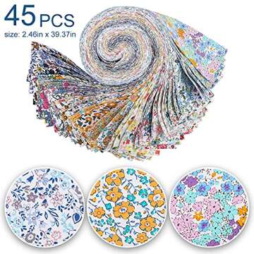 45PCS Fabric Jelly Rolls - Soft Cotton Strips for Craft Projects