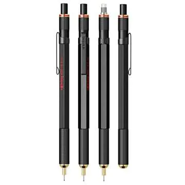 rOtring 800 Retractable Metal Mechanical Pencil, 0.5mm, Black Barrel, Perfect for Drafting, Engineering, Architecture Professionals