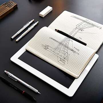 rOtring 800 Retractable Metal Mechanical Pencil, 0.5mm, Black Barrel, Perfect for Drafting, Engineering, Architecture Professionals