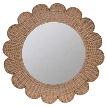 Cooper Classics Zachery Rattan Flower Wall Mirror 34"