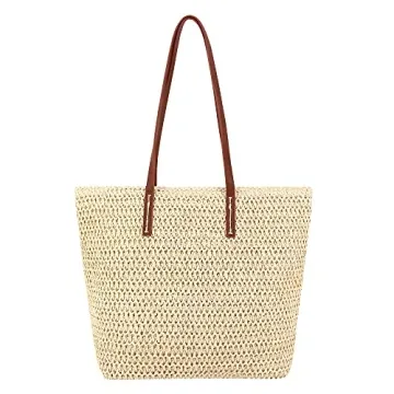 Naimo Women Straw Shoulder Bag Woven Summer Beach Tote - Stylish & Versatile