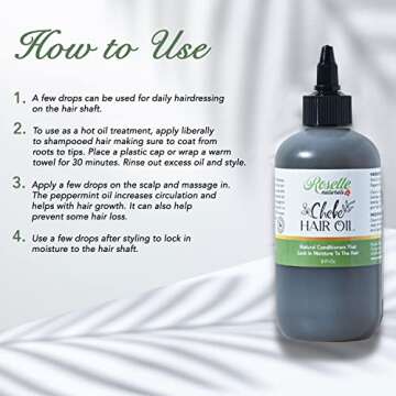 Roselle Naturals Chebe Oil for Hair Growth Made in USA 8 Fl Oz - Chebe Powder Hair Oils for Hair Gro...