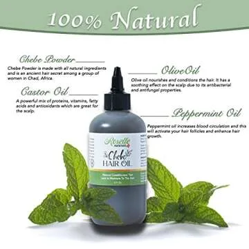 Roselle Naturals Chebe Oil for Hair Growth Made in USA 8 Fl Oz - Chebe Powder Hair Oils for Hair Growth, Chebe Hair Oil, Chebe Hair Growth Oil, Chebe Hair Grease for Stronger, Longer, Thicker Hair