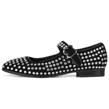 DOEYG Rhinestone Mary Jane Flats Women Comfortable Stylish