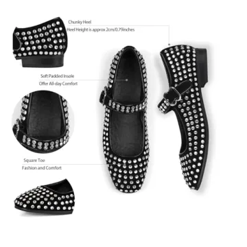 DOEYG Rhinestone Mary Jane Flats Women Comfortable Stylish