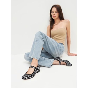 DOEYG Rhinestone Mary Jane Flats Women Comfortable Stylish