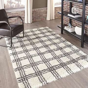 Momeni Rugs Maya Collection, Ultra Thick Pile Shag Area Rug, 2' x 3', Ivory
