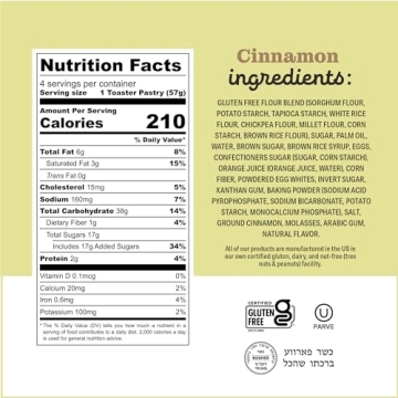 Delicious Katz Gluten Free Toaster Pastries - Cinnamon Flavored