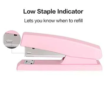 Deli Stapler, Desktop Staplers with 640 Staples, Office Stapler, 25 Sheet Capacity, Pink
