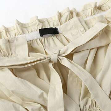 Miessial Women's Off Shoulder Ruffle Blouse Lace Up Smocked Waist Casual Top Shirts Beige 10