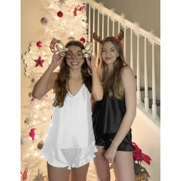 Ekouaer Satin Pajama Set Women Silk Sleepwear Comfort