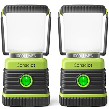 LED Camping Lantern, Consciot Battery Powered Camping Lights, 1000LM, 4 Light Modes, IPX4 Waterproof...