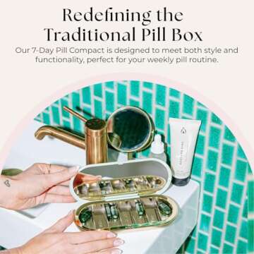 Dosey 7 Day Pill Compact Travel Pill Organizer - Pill Case with 7 Pill Compartments for Medicine Sto...