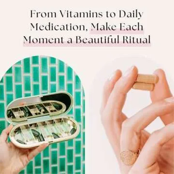 Dosey 7 Day Pill Compact Travel Pill Organizer - Pill Case with 7 Pill Compartments for Medicine Storage & Protection – Stylish & Elegant Medication Organizer with Mirror, Sage