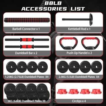 Saterkali Adjustable Weight Dumbbell Set, 4 In1 Dumbbells Set Used As Barbell, Kettlebells, Push Up Stand, Fitness for Women Men Home Gym Workout Exercise Strength Training Versatile Weights Quipment