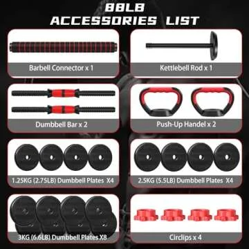 Saterkali Adjustable Weight Dumbbell Set, 4 In1 Dumbbells Set Used As Barbell, Kettlebells, Push Up Stand, Fitness for Women Men Home Gym Workout Exercise Strength Training Versatile Weights Quipment