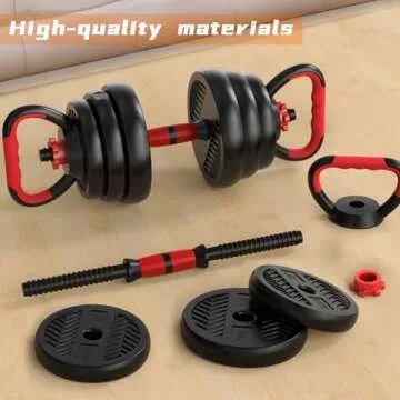 Saterkali Adjustable Weight Dumbbell Set, 4 In1 Dumbbells Set Used As Barbell, Kettlebells, Push Up Stand, Fitness for Women Men Home Gym Workout Exercise Strength Training Versatile Weights Quipment