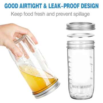 Harfuyee 24 oz Wide Mouth Jars - 6 Pack for Canning & DIY