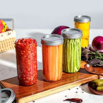 Harfuyee 24 oz Wide Mouth Glass Jars - Set of 6