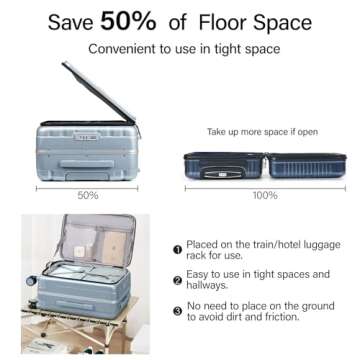 Hanke 26 Inch Checked Luggage with Spinner Wheels PC Hard Suitcase Top Open Aluminum Frame Travel Luggage Rolling Suitcases for Woman Men.(Grey)