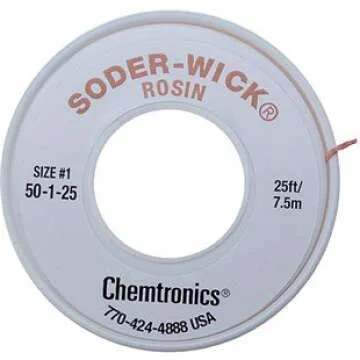 Chemtronics 50-1-25 Soder-Wick Rosin Desoldering Braid, .030", 25ft