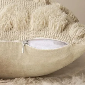 MIULEE Set of 2 Beige Valentines Pillow Covers Heart Love Decorative Cute Throw Pillows 18x18 Inch Soft Plush Faux Wool Farmhouse Couch Pillowcase for Girl Women Gift Spring Sofa Livingroom Bed