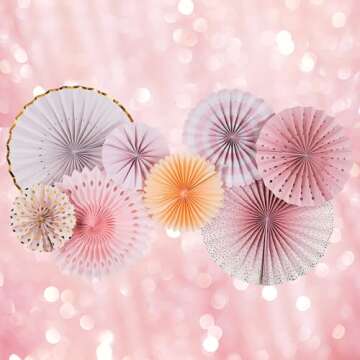 PapaKit Origami Wall Decoration Set (8 Assorted Round Paper Fans) Birthday Party Baby Shower Wedding...