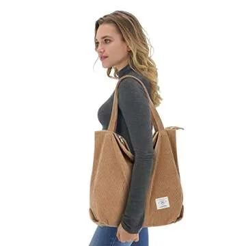 Stylish KALIDI Corduroy Tote Bag - Spacious & Eco-Friendly