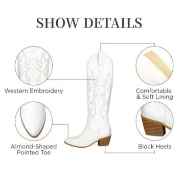 Stylish STALOV White Cowgirl Boots for Women - Versatile Style