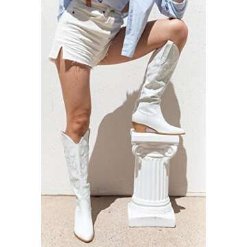 Stylish STALOV White Cowgirl Boots for Women - Versatile Style