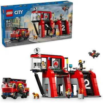 LEGO City Fire Station Toy Set for Creative Play