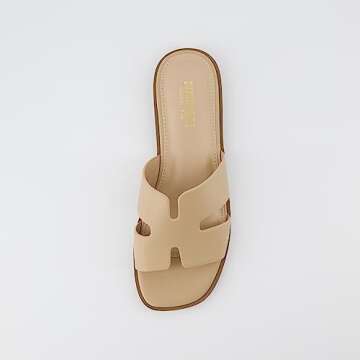 CUSHIONAIRE Women's Voyage slide sandal +Memory Foam, Wide Widths Available, Tan 11 W