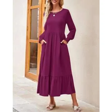 Stylish ZESICA Spring Long Sleeve Dress with Pockets