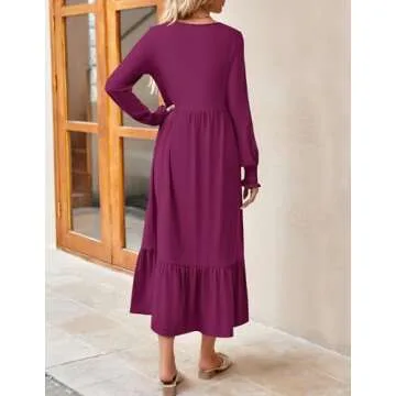 Stylish ZESICA Spring Long Sleeve Dress with Pockets