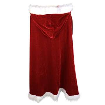 Zuozee Mrs Santa Claus Costume,Santa Cape Xmas Costumes,Velvet Hooded Cloak Robe Christmas Women (39" (include hood)-Santa)