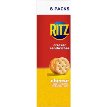 RITZ Cheese Sandwich Crackers, School Snacks, 48 Snack Packs (6 Boxes, 8 Crackers Per Pack)