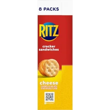 RITZ Cheese Sandwich Crackers, School Snacks, 48 Snack Packs (6 Boxes, 8 Crackers Per Pack)