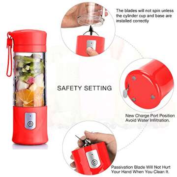 Portable Blender,Toycol Personal Blenders for Shakes and Smoothies with 6 Ultra Sharp Blades,13.5Oz ...