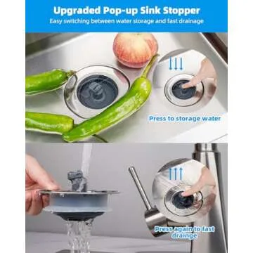 Hibbent 3 in 1 Kitchen Sink Drain Strainer - Chrome Finish