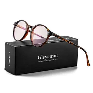Gleyemor Blue Light Glasses for Men Women, Vintage Round Bluelight Blocking Computer Screen Protecti...