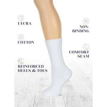 Hugh Ugoli Women's Cotton Crew Socks - Soft, Comfortable, Eco-Friendly