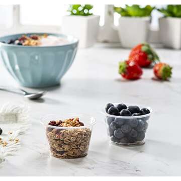 {4 oz,200 Cups} Clear Diposable Plastic Portion Cups No Lids, Small Mini Containers For Portion Controll, Jello Shots, Meal Prep, Sauce Cups, Slime, Crafts, Disposable Souffle Cups & Much more