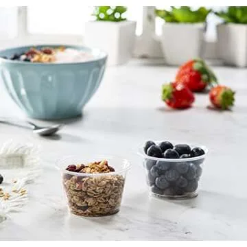 {4 oz,200 Cups} Clear Diposable Plastic Portion Cups No Lids, Small Mini Containers For Portion Controll, Jello Shots, Meal Prep, Sauce Cups, Slime, Crafts, Disposable Souffle Cups & Much more