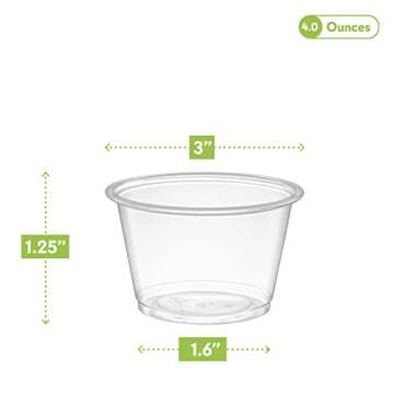 {4 oz,200 Cups} Clear Diposable Plastic Portion Cups No Lids, Small Mini Containers For Portion Controll, Jello Shots, Meal Prep, Sauce Cups, Slime, Crafts, Disposable Souffle Cups & Much more