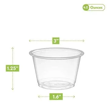 {4 oz,200 Cups} Clear Diposable Plastic Portion Cups No Lids, Small Mini Containers For Portion Controll, Jello Shots, Meal Prep, Sauce Cups, Slime, Crafts, Disposable Souffle Cups & Much more