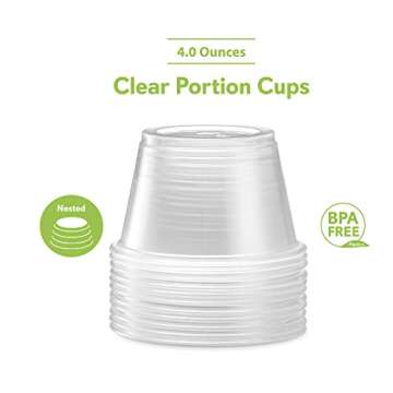 {4 oz,200 Cups} Clear Diposable Plastic Portion Cups No Lids, Small Mini Containers For Portion Controll, Jello Shots, Meal Prep, Sauce Cups, Slime, Crafts, Disposable Souffle Cups & Much more