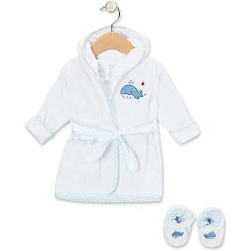 Spasilk Cotton Hooded Bathrobe and Booties Set